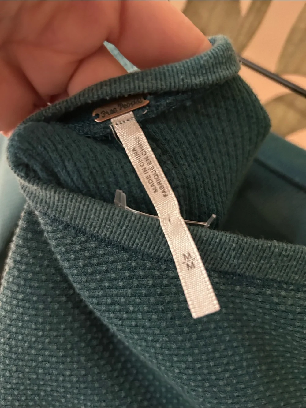 Free People Bali Babe Jade Crochet Thermal Long Sleeve